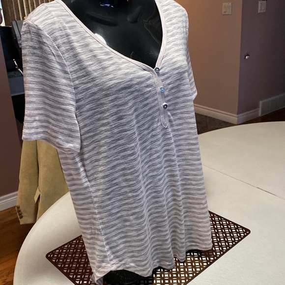 Denver Hayes stripped t shirt top pastel pink Sz M - Picture 3 of 11